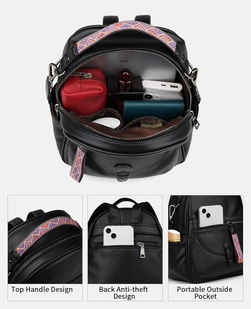 FADEON Mini Backpack Purse for Women, Designer Leather Cute Roomly Small Backpacks, Ladies Shoulder Backpack Fashion Handbag - Image 4
